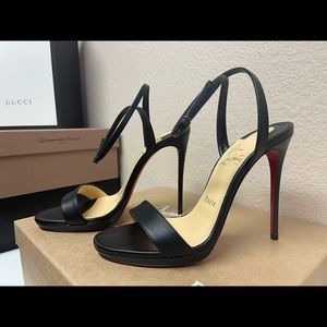 Christian Louboutin Black Loubi Queen stiletto sandals size 361/2 never worn.
